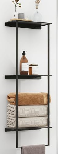Bethom Towel Racks for Bathroom, 3Tier Towel Storage Organizer, Matte Black | Towel Rack for Bathroom with Shelf & Towel Bar, SUS304 Stainless Steel Rustproof, Easy to Install, Keeps Towels Tidy - color: Black-a