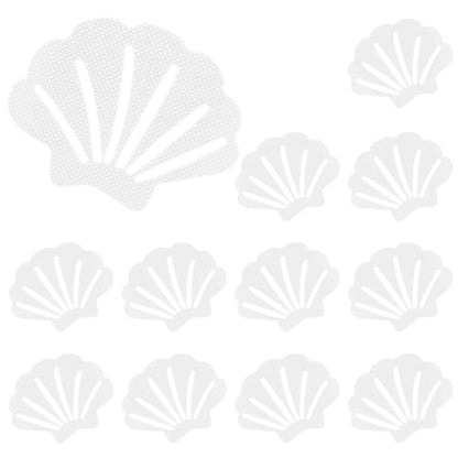 12 Pcs White Bathtub Stickers Non Slip Sea Shell Shape | Adhesive Decals, For Floor, Ladders, Bath Tub, Stairs, Bathroom, Shower Stickers - color: White