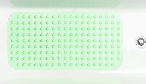 Large Non-Slip Bathtub & Shower Mat 31 inch x16 inch (Smooth/Non-Textured Tubs Only) Safe, Clean, Machine-Washable, Superior Grip&Drainage, Vinyl, Transparent Light Green, Medium - color: Transparent Light Green, size: Large (31"x16")