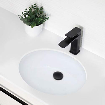 Stylish Oval Bathroom Sink 19 1/2 x 16 Inch Ceramic Porcelain Undermount Bathroom Sinks Enamel Glaze Finish Smooth and Stain Resistant Surface with Chrome and Matte Black Overflows, Pack of 2, P-206-2 - style: 19.5 Inches Oval
