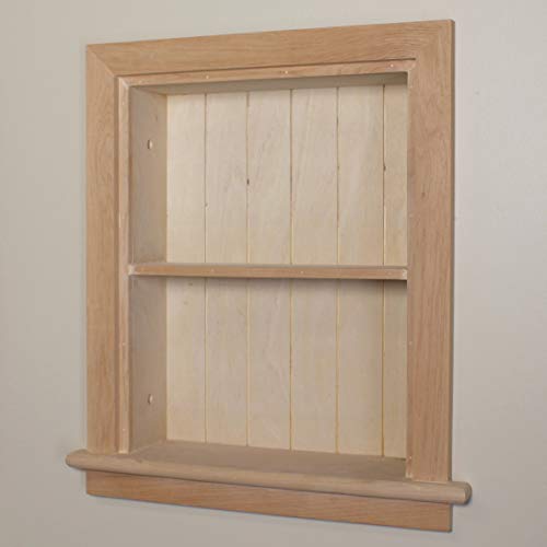14x18 Aiden Recessed Wall Niche Medicine Cabinet Replacement, in The Wall Bathroom Cabinet Insert Shelf/Shelves, Made in North America, Real Wood, NO MDF, Beadboard, Unfinished - color: Unfinished, size: 14x18