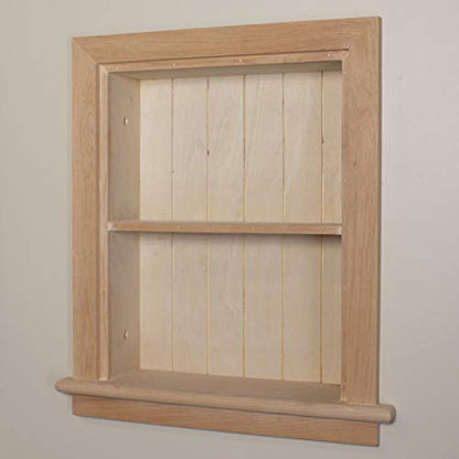 14x18 Aiden Recessed Wall Niche Medicine Cabinet Replacement, in The Wall Bathroom Cabinet Insert Shelf/Shelves, Made in North America, Real Wood, NO MDF, Beadboard, Unfinished - color: Unfinished, size: 14x18