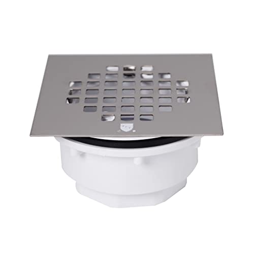 Westbrass 2" Sch 40 PVC Shower Drains with 4-1/4" Square Cover, Satin Nickel, D206PS-07 - color: Satin Nickel