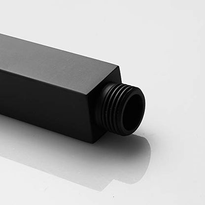 Matte Black Shower Arm with Flange Square Stainless Steel Ceiling Mount Shower Extension Arm Pipe for Shower Head, 4 inch Short - color: Matte Black