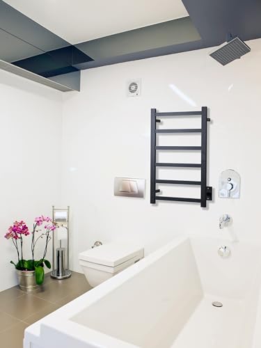 Smart Wireless Electric Towel Warmer | Blade Thin 6 Bar Design | Hardwired & Plug-in | Alexa & Google Home Compatible | Matte Black Finish - color: Matte Black, size: 6-Bar Wifi