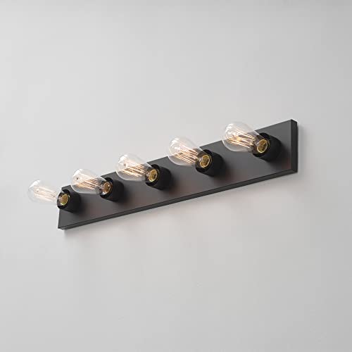 Globe Electric 5-Light Vanity Light, Matte Black, Modern Glam, Bathroom Fixture, Horizontal Vertical Mount, 52088