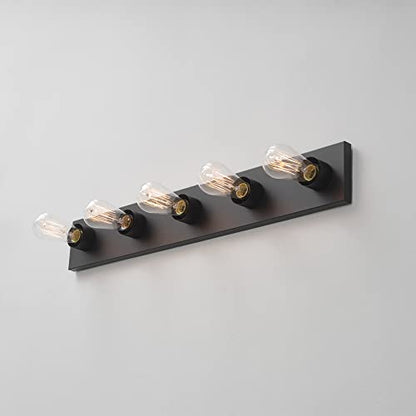 Globe Electric 5-Light Vanity Light, Matte Black, Modern Glam, Bathroom Fixture, Horizontal Vertical Mount, 52088