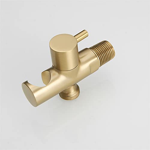 Hand Held Shower Head Holder with Hose Connector Shower Head Shut Off Valve Shower Wand Holder Wall Mount Handheld Shower Handle Sprayer Holder Attachment Toilet Bidet Spray Head Bracket Brushed Gold - color: Brushed Gold