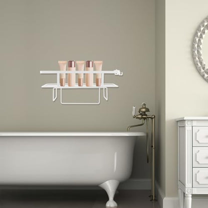 Cabilock Toilet Storage Rack Space-Saving Bathroom Organizer Multi-Functional Iron Shelf for Toiletries Easy Installation Above Toilet White Finish for Bathroom and Kitchen Use