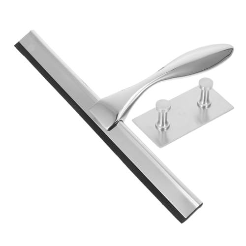 Shower Squeegee with Hook Holder for Bathroom Glass Stainless Steel Wiper Scraper 10-inch Blade for Mirrors and Tiles Streak-Free Design for Home Use