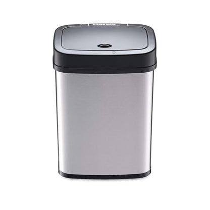 Ninestars 3 Gallon Automatic Trash Can, 12L Touchless Motion Sensor Bathroom or Bedroom Garbage Can with Odor-Sealing Lid, Rectangular Stainless Steel Base, Black Lid - color: Black