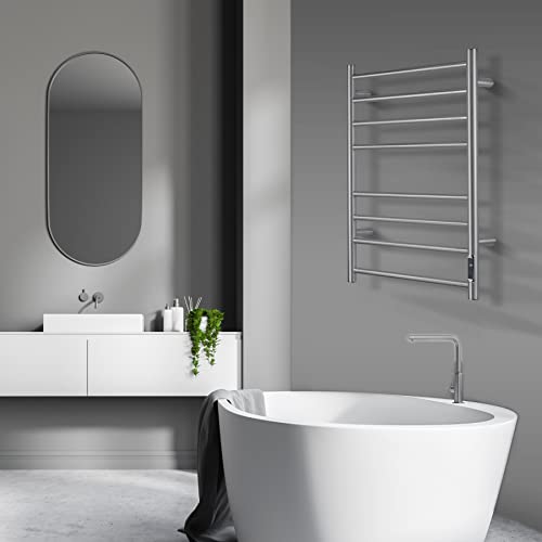 Towel Warmer with Built-in Timer ETW44-2S for Bathroom Wall Mounted Bath Towel Heater Plug-in Electric Heated Towel Rack Brushed
