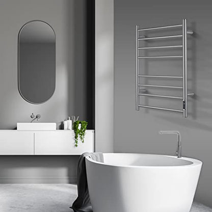 Towel Warmer with Built-in Timer ETW44-2S for Bathroom Wall Mounted Bath Towel Heater Plug-in Electric Heated Towel Rack Brushed