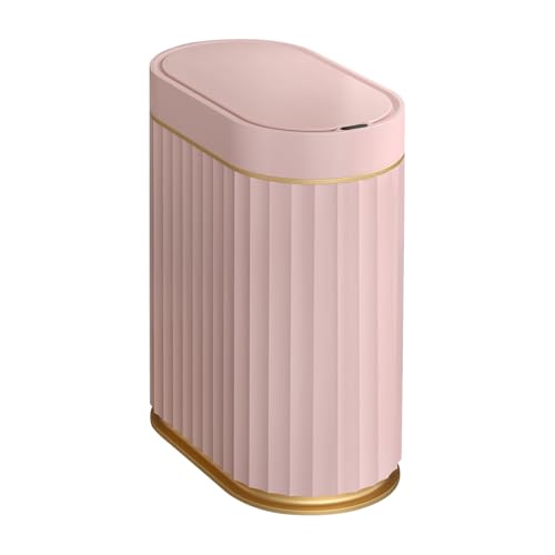 ELPHECO Sensor Trash Can with Lid, 2 Gallon, Bathroom Trash Bin, Pink Gold | Automatic Garbage Can, Waterproof Plastic Wastebasket, Slim Bin for Dorm Room, Bathroom and Office - color: Pink Gold