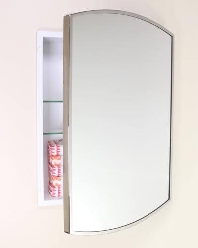 16x20 Harper Crescent Metal Framed Rectangle Recessed Bathroom Medicine Cabinet, Arced Mirror, 14x18 in-Wall Opening, Adjustable Glass Shelves, Magnet Close, Chrome - color: Chrome, size: 16x20