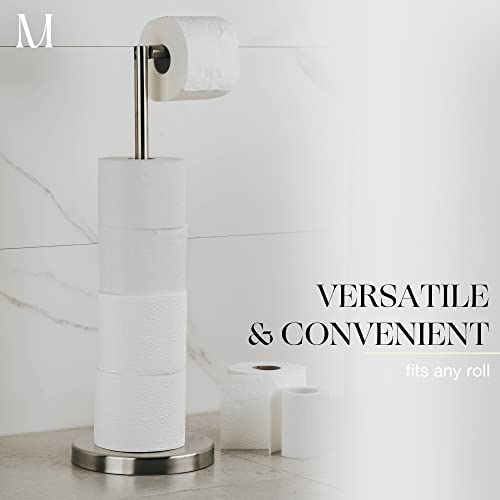Marmolux Acc - Free Standing Toilet Paper Holder Stand Brushed Steel Finish 1pc - Storage for 4 Rolls of Toilet Tissue SUS 304 Stainless Steel Bathroom TP Stand - Toilet Paper Stand - Toilet Holder - color: Steel Brushed