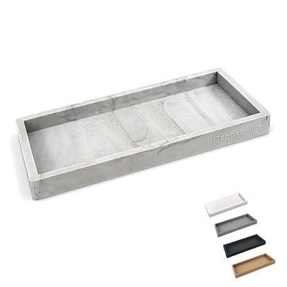 Countertop & Vanity Silicone Tray - Small 7.7" Kitchen Soap Tray | Kitchen Sink Soap Tray, Dish Soap Tray for Kitchen Counter, Bathroom Tray, Silicone Soap Dispenser Tray & Sponge Holder - color: Marble Design, size: Small 7.7”
