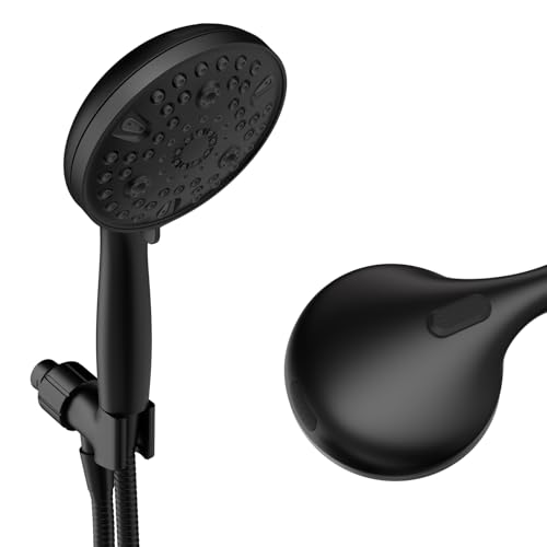 High Pressure Rain Handheld Shower Head Set,Anti-clog Nozzles with Handheld Spray Combo,Fixed Showerhead 6-Mode,59 Inch Hose Bracket Teflon Tape Rubber Washers,Matte Black(MLJ-SC001SGN-2YHS) - color: MLJ-SC001SGN-2YHS