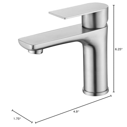 SUMERAIN Brushed Nickel Bathroom Sink Faucet Washbasin Faucet 304 Stainless Steel Single Hole Single Lever Handle | Unique Flow Pattern, Water-saving, Lead-Free, with Faucet Supply Lines, Easy DIY Install - color: Brushed Nickel