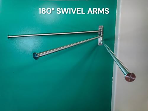3-Arm Swivel Towel Bar – 28.5 Inch Extra Long Arms – Wall Mounted Stainless Steel Rotating Towel Rack for Bathroom | Extra-long 28.5” arms provide better airflow for towels. Durable stainless steel with smooth 180° rotating arms