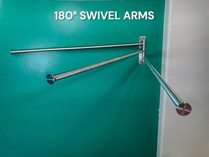 3-Arm Swivel Towel Bar – 28.5 Inch Extra Long Arms – Wall Mounted Stainless Steel Rotating Towel Rack for Bathroom | Extra-long 28.5” arms provide better airflow for towels. Durable stainless steel with smooth 180° rotating arms