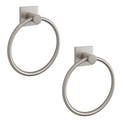 BGL Towel Ring Brushed Nickel Modern Hand Towel Ring 2 Packs for Bathroom Wall Mounted Bathroom Towel Holder Bathroom Towel Rack - color: Stain Nickel, size: SQUARE