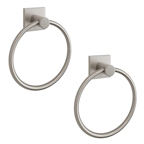 BGL Towel Ring Brushed Nickel Modern Hand Towel Ring 2 Packs for Bathroom Wall Mounted Bathroom Towel Holder Bathroom Towel Rack - color: Stain Nickel, size: SQUARE