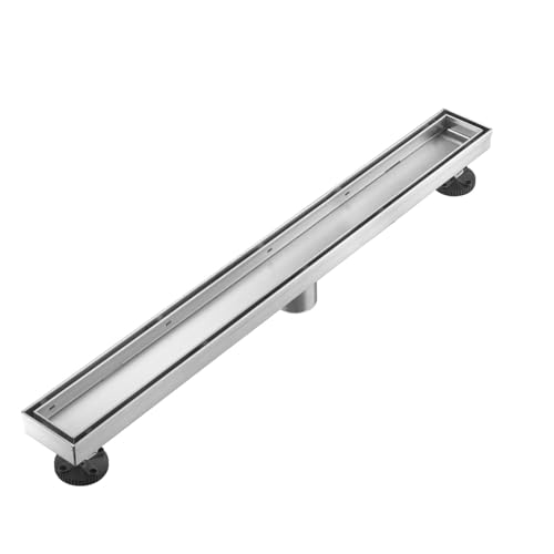 AVSIILE Linear Shower Floor Drain, 28 Inch Brushed Nickel 304 Stainless Steel Bathroom Drains Kit, Rectangular Shower Trench Drain with Reversable Tile-in Pattern Drain Cover & Hair Catcher - color: Brushed Stainless, size: 28 Inch