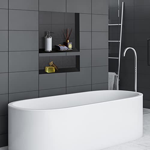 Suteck 25"x17" Shower Niche, 2-Tier Built-in Shelf Tile-Ready Storage Box | 14"x16.5" & 14"x6" Cubby | 100% Waterproof ABS | Over/Flush Mount, Vertical/Horizontal | Multi-Scene For Bathroom, Kitchen - size: 17"x25"