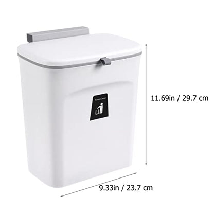 PRETYZOOM 1Pc Wall Mounted Trash Can with Lid Garbage Bin Space Saving Design for Kitchen Bathroom and Home and Stylish Waste Container