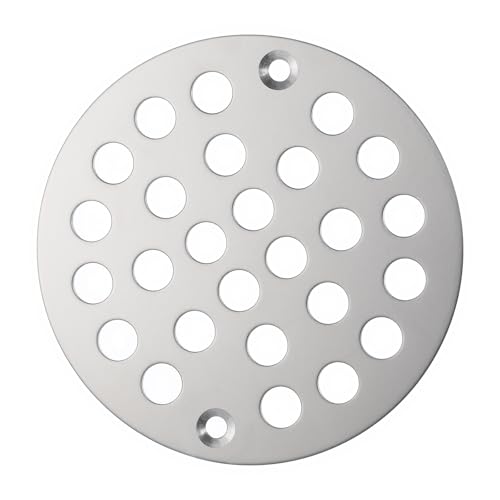 Round 4 Inch Screw-in Floor Drain Cover, 4 Inch Shower Drain Cover Stainless Steel Strainer Covers Replacement Shower Drainer Grate Easy-to-Install Replacement