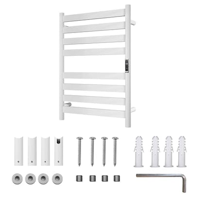 Heated Wall Mounted Electric Towel Warmer Rack,Timer & Temperature Control, 8 Bar Stainless Steel Towel Heater for Bathroom (White, 8 Bars) - color: White, size: 8 Bars