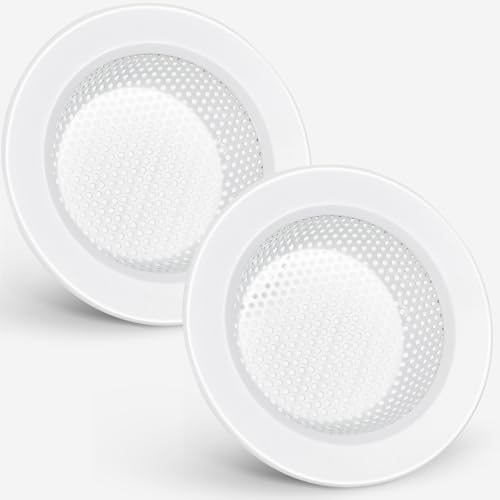 2 Pcs Sink Strainer Stainless Steel Kitchen Sink Drain Strainer Basket Cover Mesh Hair Food Catcher, Large Wide Rim of 4.4 Diameter(Porcelain White) - color: Porcelain White
