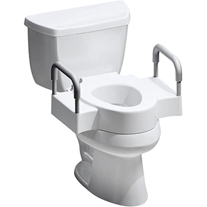 Bemis Rise 4.5" Raised Toilet Seat with Support Handles, Hinges Never Loosen, Fits Round and Elongated - style: Raised Seat with Handles