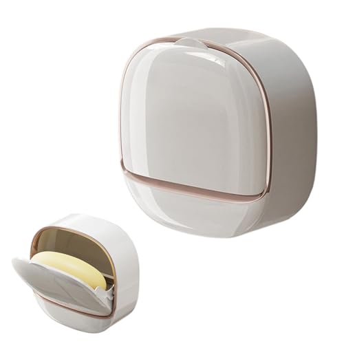 Wall Mounted Double-Layer Soap Dish with Drain Tray, No-Drill Adhesive Soap Holder for Bathroom and Shower, Removable ABS Plastic Soaps Bar Organizer, Keeps Soaps Dry and Clean (A-White) - color: A-white