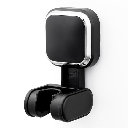 TAILI Shower Head Holder Suction,Adjustable Height & Angle,Universal,Black | bathroom handheld shower wand bracket,no-drill removable waterproof,round,plastic,wall mounted,kids,pets,4.5" - color: Black, size: Square