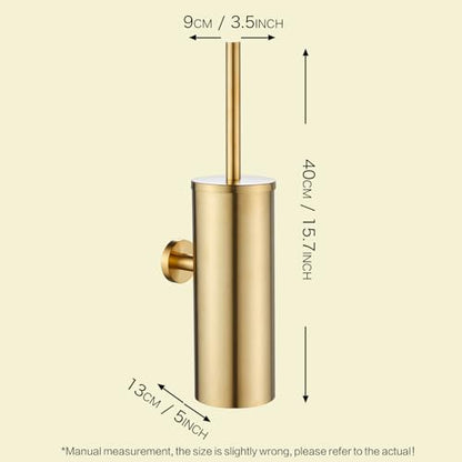AIREMOEN 1PCS Brushed Gold Wall-Mounted Toilet Brush and Holder Set, 304 Stainless Steel Handle Toilet Brush Holder, Toilet Brush and Plunger Set, Bathroom Wall-Mounted Compact Toilet Brush Holder
