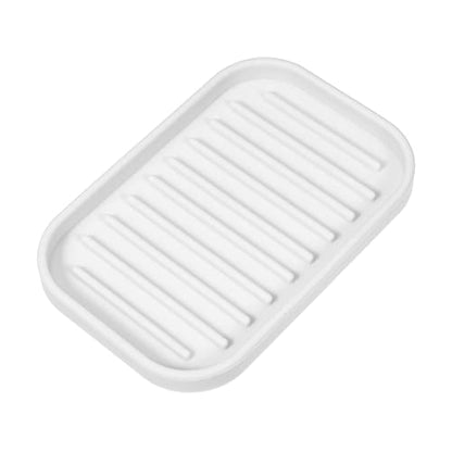 VOCOSTE Silicone Soap Dish, White, 13.5x9cm | Soap Cleaning Storage, Keep Soap Dry, For Home Bathroom Kitchen - color: White