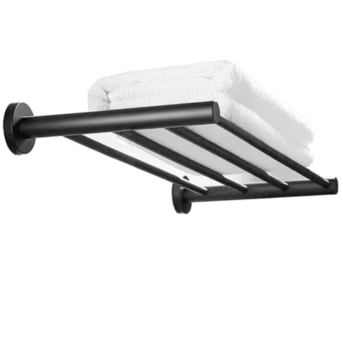 20 Inch Bathroom Towel Rack, Hotel Style Towel Racks for Bathroom Wall Mounted, Modern Towel Bar Rack, 2-Tier Towel Shelves, Black - color: Black, size: 20 Inches