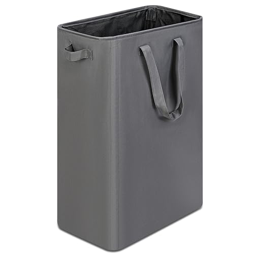 efluky Slim Laundry Basket, Narrow Laundry Hamper with Handles, Collapsible Dirty Clothes Hamper, Tall Laundry Bin for Laundry Room, Dorm and Bedroom, 19.8 Gallon (75L) Grey - color: Grey, size: 75L