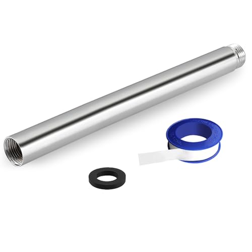 Shower Extension Arm, Solid Stainless Steel Shower Pipe Extension with Teflon Tape and Washer, For Lowering or Extending Showerhead (10 Inch, Chrome) - color: Chrome, style: 10 Inch