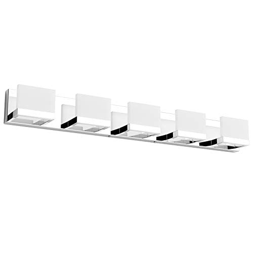 Tipace Dimmable Modern 5 Lights LED Vanity Light for Bathroom Up and Down Chrome Bathroom Wall Light Fixtures Over Mirror(White Light 6000K) - color: Chrome, size: 5 Lights