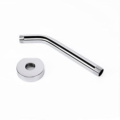 Shower Arm with Flange and Teflon Tape, Wall Mounted Shower Pipe 304 Stainless Steel Extension Arm for Fixed Shower Head & Handheld (8 Inch, Chrome) - color: Chrome, style: 8 Inch