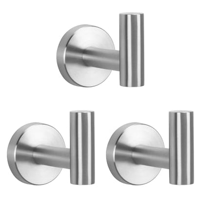 NearMoon Bath Towel Hooks- SUS 304 Stainless Steel Robe Hook Holder, Heavy Duty Coat Hook for Bathroom Livingroom Hotel Kitchen Garage, Wall Mounted (Brushed Nickel, 3 Pack) - color: Brushed Nickel, size: 3 Pack