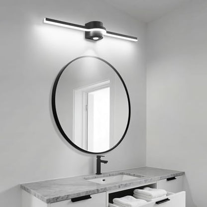 Vanity Lights for Bathroom– 32 Inch Black Bathroom Light Fixture Over Mirror LED Dimmable 6000K Cool White with Built-in Downlight Modern Matte Black Aluminum - size: 32 Inch