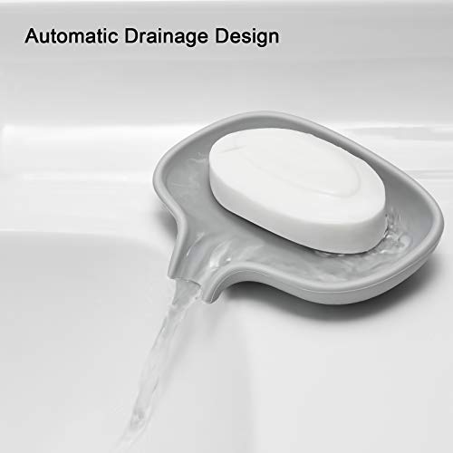 Silicone Soap Dish,Bar Soap Holder for Shower,2 Pack White+Grey | Bar Soap Holder for Shower with Draining,Soap Tray for Kitchen Sink - color: White + Gray(style 1)