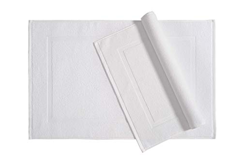 Amazon Basics Premium 100% Cotton Absorbent Soft Bath Mat, Machine Washable, 684 GSM, 20" x 30", White, Hotel Spa Bathmats, 6-Pack (Previously AmazonCommercial) - color: White, size: 20 x 30 inches (Pack of 6)