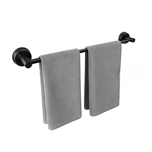 Towel Racks for Bathroom Suction Cup Towel Bar 14.6-24in Adjustable | No Drill Bathroom Towel Holder, Stainless Steel Construction, Heavy Duty Wall Mounted (Matte Black) - color: Matte Black