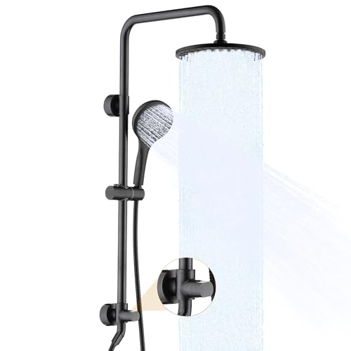 BRIGHT SHOWERS Rain Shower Heads System - 9 Inch Rainfall Shower Head and Handheld Shower Head with Height Adjustable Holder, Solid Brass Rail and 60" Long Stainless Steel Hose, Oil-Rubbed Bronze - color: Oil Rubbed Bronze, size: 2.5 Gallon Per Minute