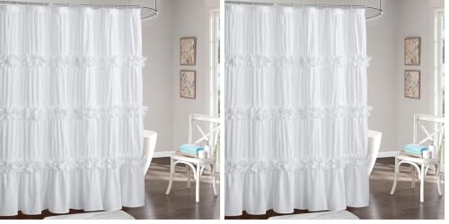 Victorian Ruffle Shower Curtain, 72" W x 72" H, White (Pack of 2) - color: White, size: 72"W x 72"L (Pack of 2)